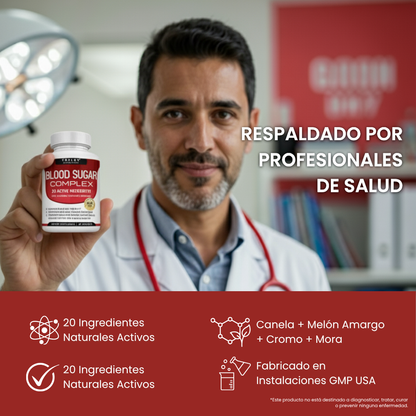 BLOOD SUGAR COMPLEX | Fórmula Natural con 20 Ingredientes Activos